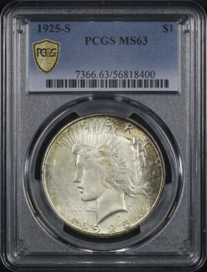 Obverse of this 1925-S Peace Dollar PCGS MS-63