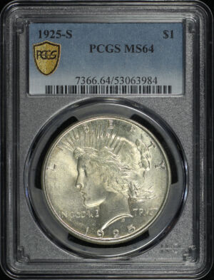 Obverse of this 1925-S Peace Dollar PCGS MS-64
