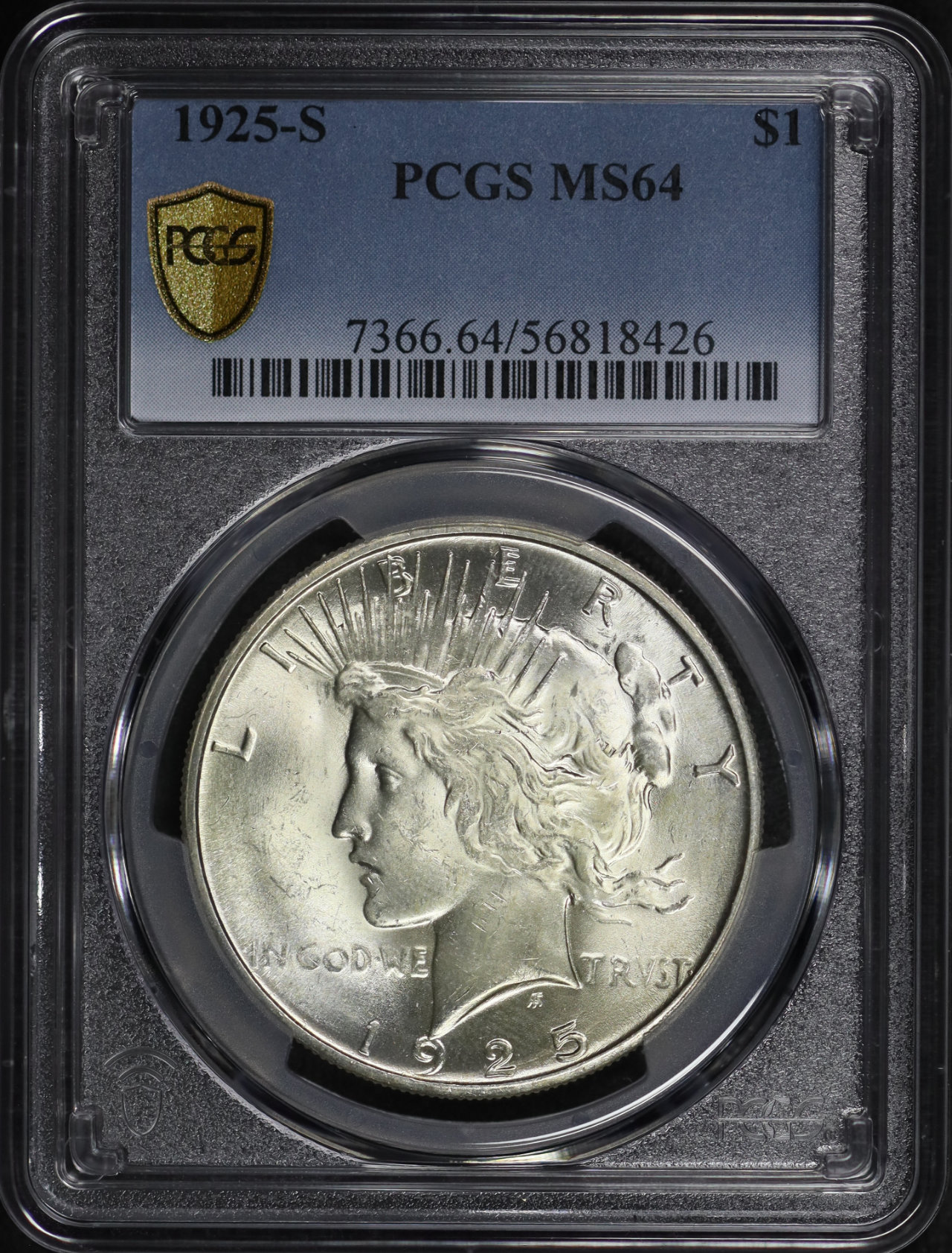Obverse of this 1925-S Peace Dollar PCGS MS-64