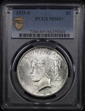 Obverse of this 1925-S Peace Dollar PCGS MS-65+