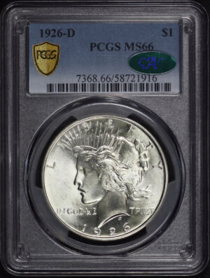 Obverse of this 1926-D Peace Dollar PCGS MS-66 CAC