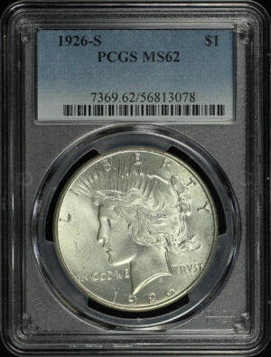 Obverse of this 1926-S Peace Dollar PCGS MS-62