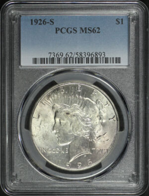 Obverse of this 1926-S Peace Dollar PCGS MS-62