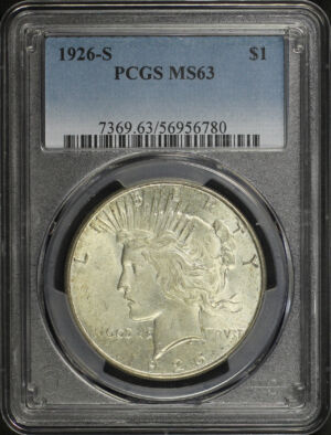 Obverse of this 1926-S Peace Dollar PCGS MS-63