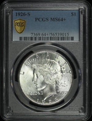 Obverse of this 1926-S Peace Dollar PCGS MS-64+