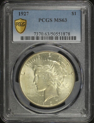 Obverse of this 1927 Peace Dollar PCGS MS-63