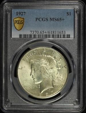 Obverse of this 1927 Peace Dollar PCGS MS-65+