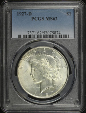 Obverse of this 1927-D Peace Dollar PCGS MS-62