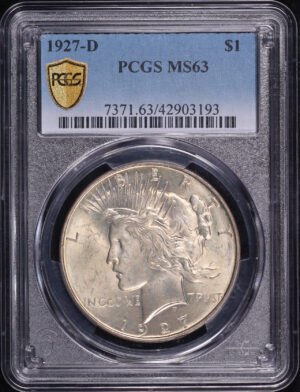 Obverse of this 1927-D Peace Dollar PCGS MS-63