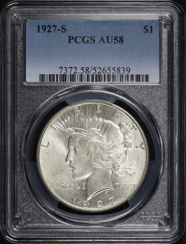 Obverse of this 1927-S Peace Dollar PCGS AU-58