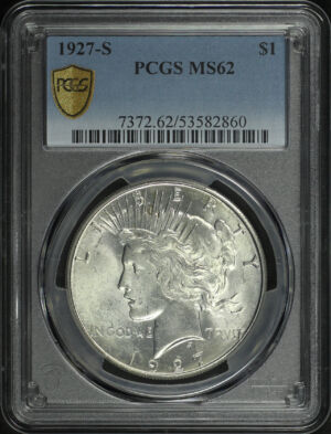 Obverse of this 1927-S Peace Dollar PCGS MS-62