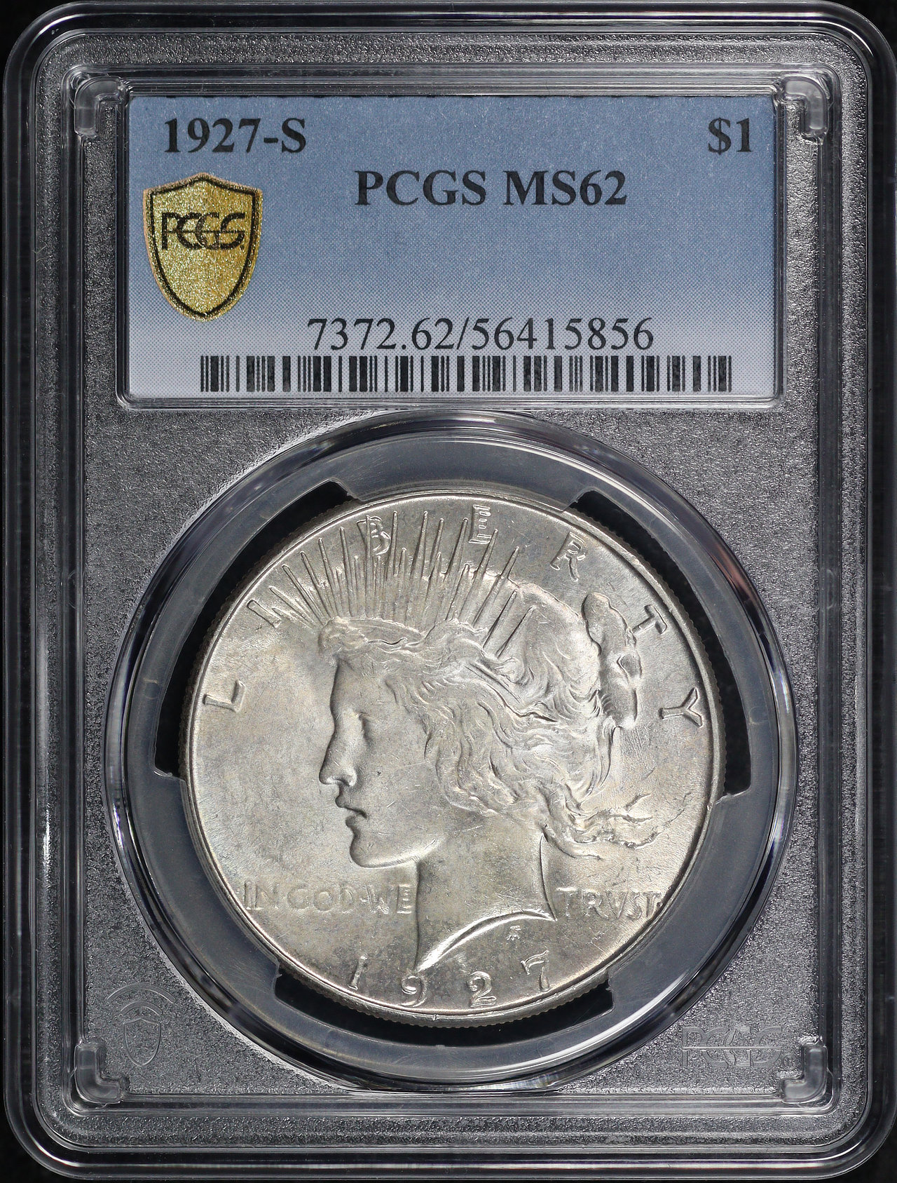 Obverse of this 1927-S Peace Dollar PCGS MS-62