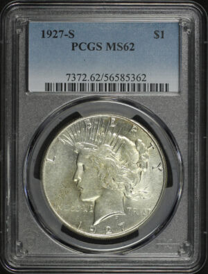 Obverse of this 1927-S Peace Dollar PCGS MS-62