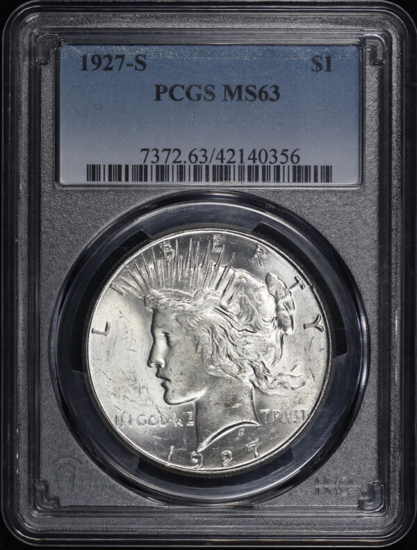 Obverse of this 1927-S Peace Dollar PCGS MS-63