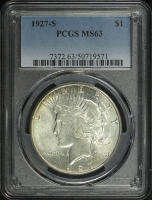 Obverse of this 1927-S Peace Dollar PCGS MS-63