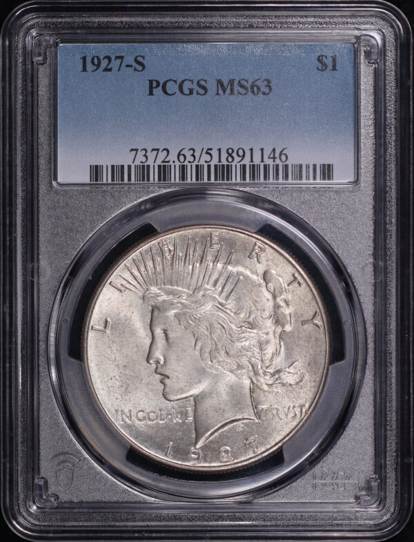 Obverse of this 1927-S Peace Dollar PCGS MS-63