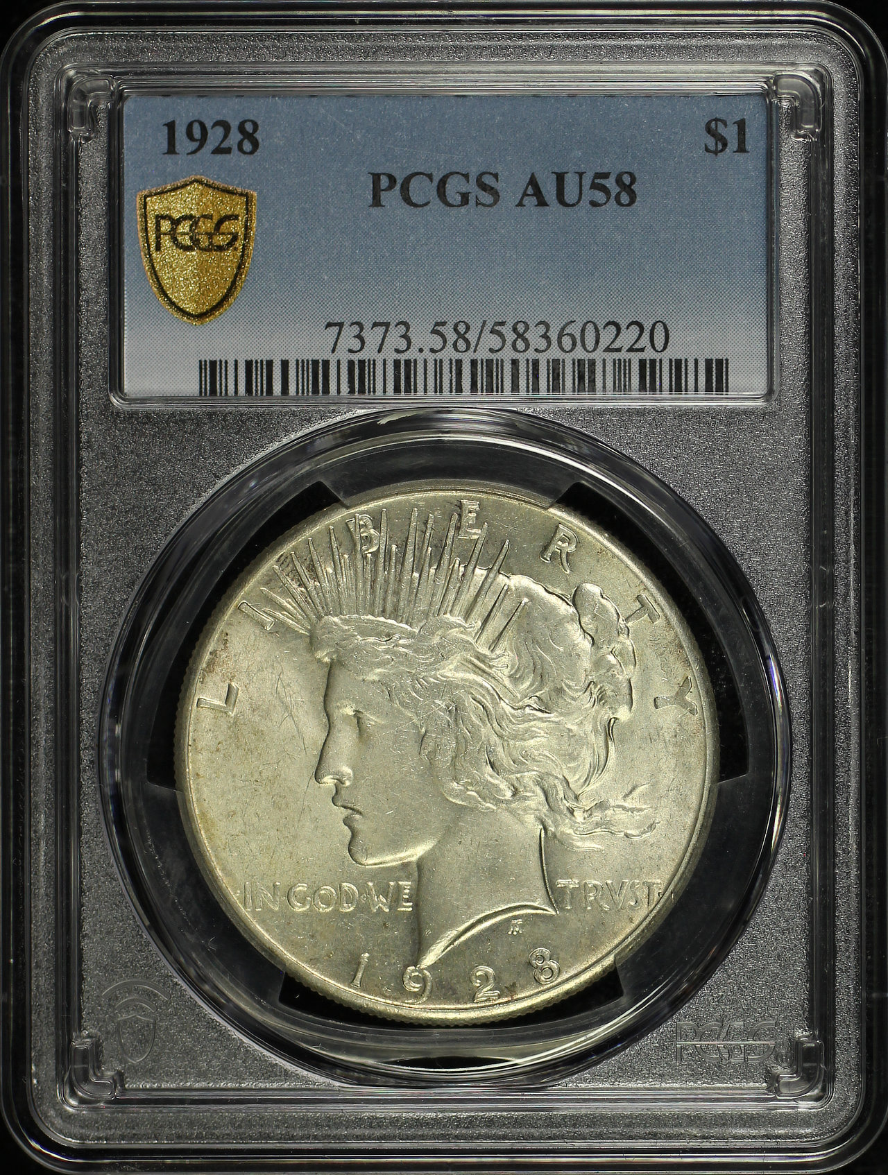 Obverse of this 1928 Peace Dollar PCGS AU-58