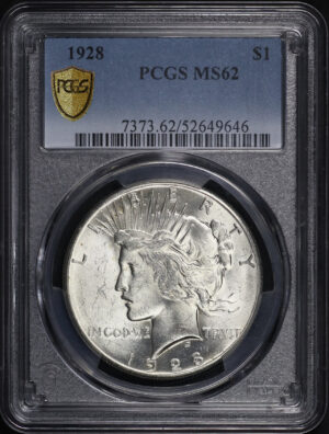 Obverse of this 1928 Peace Dollar PCGS MS-62