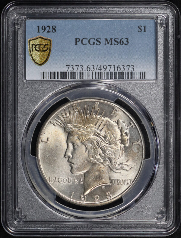 Obverse of this 1928 Peace Dollar PCGS MS-63