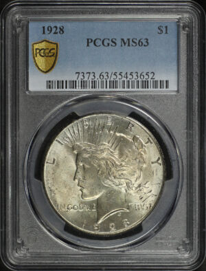 Obverse of this 1928 Peace Dollar PCGS MS-63