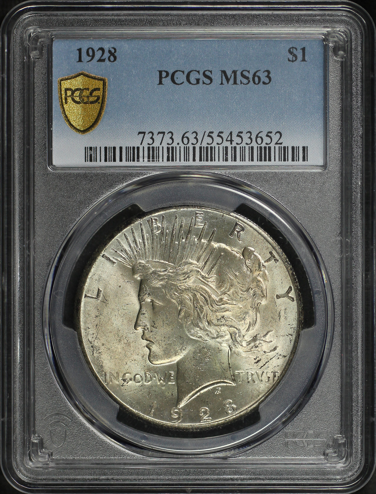 Obverse of this 1928 Peace Dollar PCGS MS-63