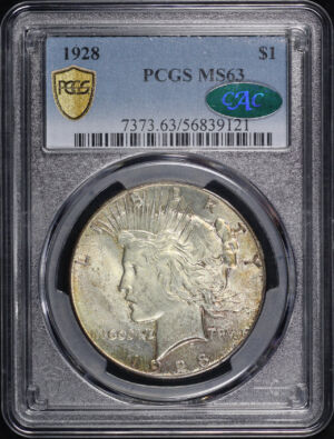 Obverse of this 1928 Peace Dollar PCGS MS-63 CAC