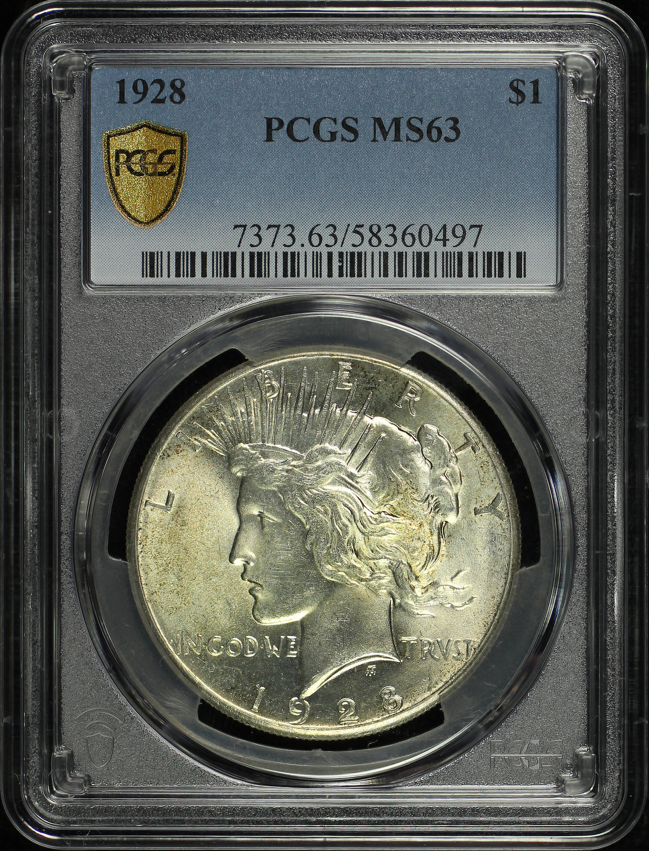 Obverse of this 1928 Peace Dollar PCGS MS-63