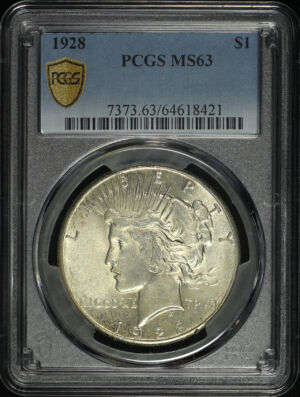 Obverse of this 1928 Peace Dollar PCGS MS-63
