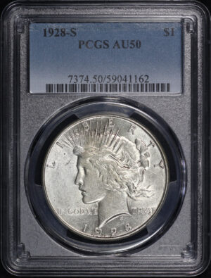 Obverse of this 1928-S Peace Dollar PCGS AU-50