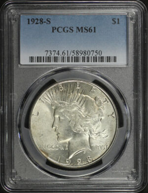 Obverse of this 1928-S Peace Dollar PCGS MS-61
