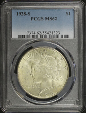 Obverse of this 1928-S Peace Dollar PCGS MS-62