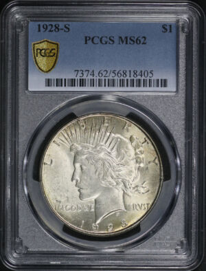 Obverse of this 1928-S Peace Dollar PCGS MS-62