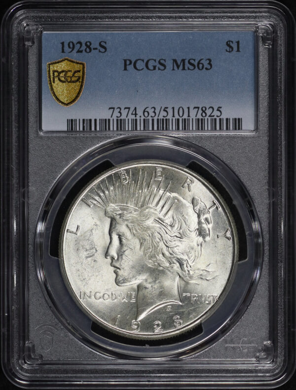 Obverse of this 1928-S Peace Dollar PCGS MS-63