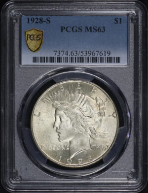 Obverse of this 1928-S Peace Dollar PCGS MS-63