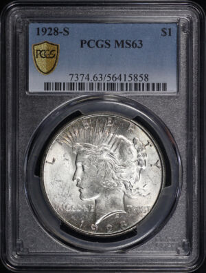 Obverse of this 1928-S Peace Dollar PCGS MS-63