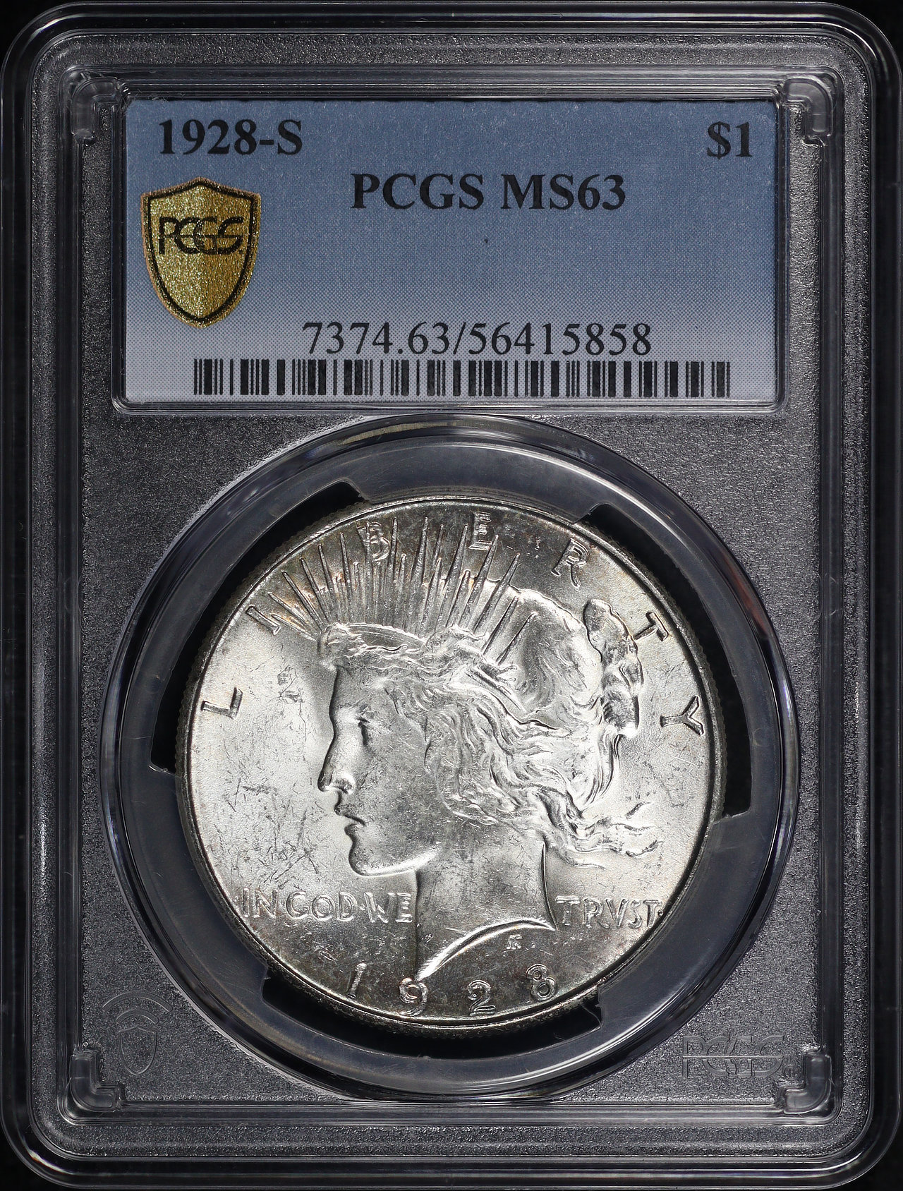 Obverse of this 1928-S Peace Dollar PCGS MS-63