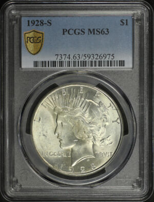 Obverse of this 1928-S Peace Dollar PCGS MS-63