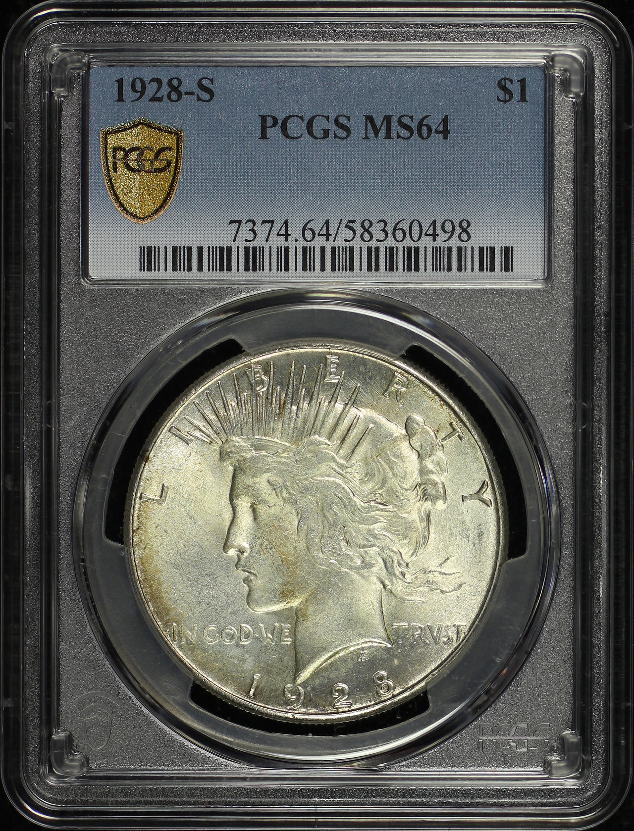 Obverse of this 1928-S Peace Dollar PCGS MS-64