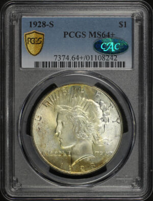 Obverse of this 1928-S Peace Dollar PCGS MS-64+ CAC