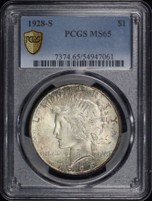 Obverse of this 1928-S Peace Dollar PCGS MS-65