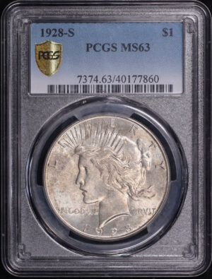 Obverse of this 1928-S Peace Dollar PCGS MS-63