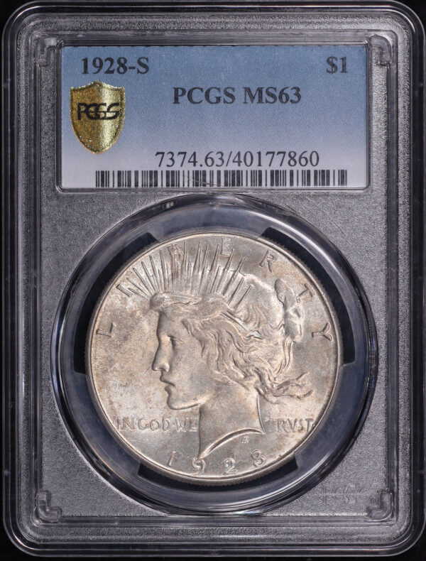 Obverse of this 1928-S Peace Dollar PCGS MS-63