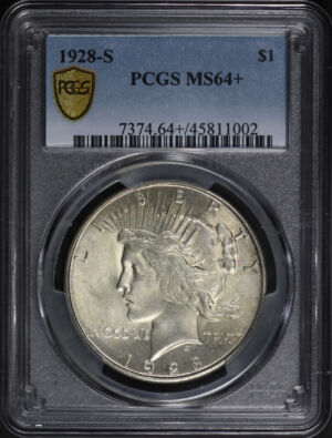 Obverse of this 1928-S Peace Dollar PCGS MS-64+