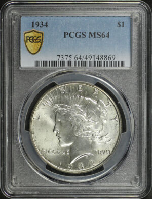 Obverse of this 1934 Peace Dollar PCGS MS-64