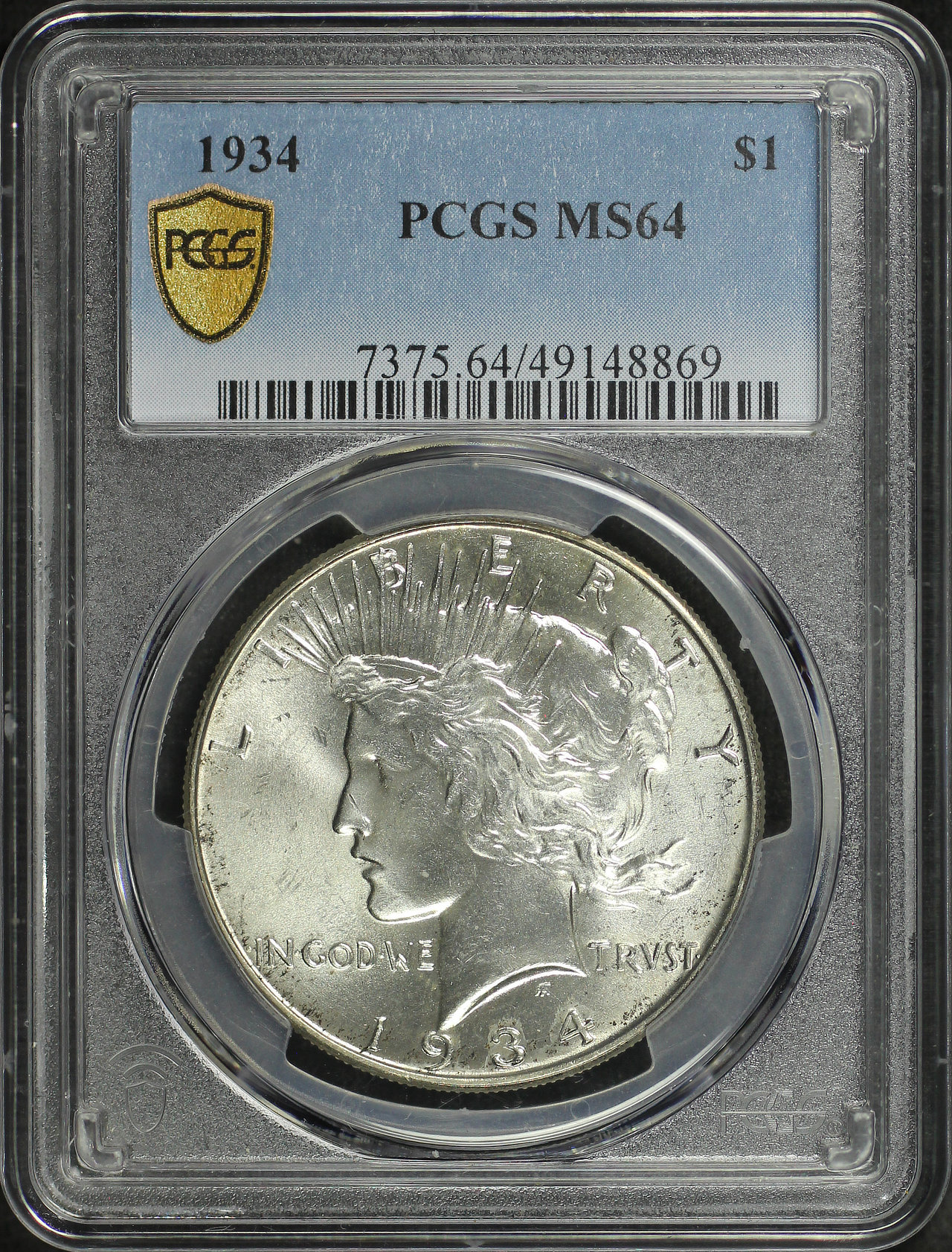 Obverse of this 1934 Peace Dollar PCGS MS-64