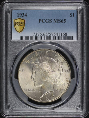 Obverse of this 1934 Peace Dollar PCGS MS-65