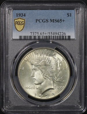 Obverse of this 1934 Peace Dollar PCGS MS-65+