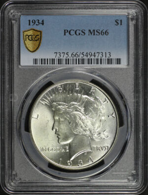 Obverse of this 1934 Peace Dollar PCGS MS-66