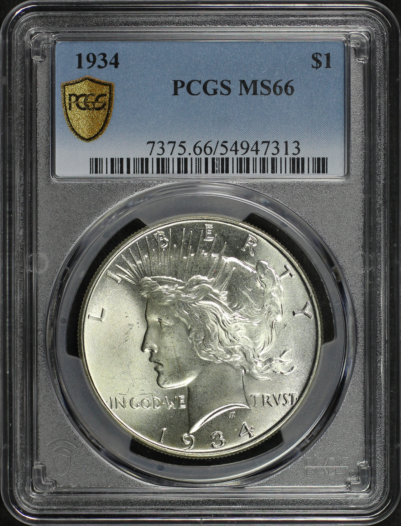 Obverse of this 1934 Peace Dollar PCGS MS-66