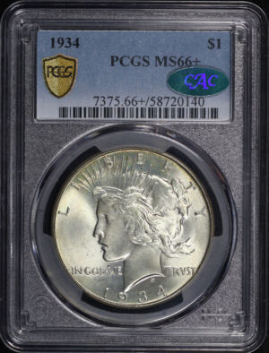 Obverse of this 1934 Peace Dollar PCGS MS-66+ CAC